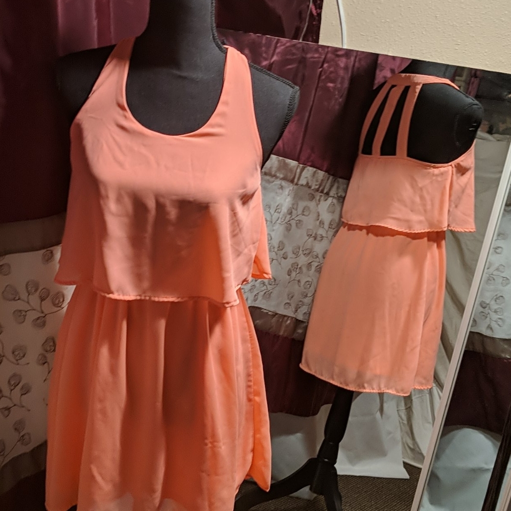 Peach colored rue 21  ruffle dress